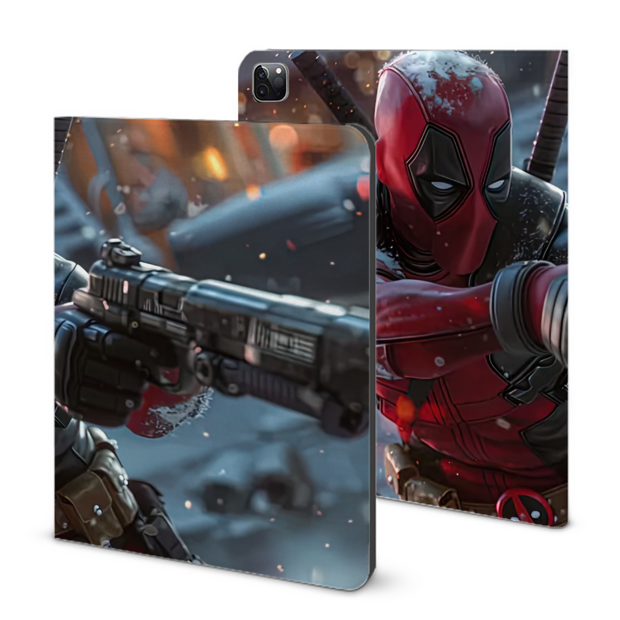 （画像用） Deadpool デッドプール IPad ケース ブック型 PUレザー TPU 耐衝撃 軽量 薄型 ペン収納なし 全面保護 IPad 各モデル対応